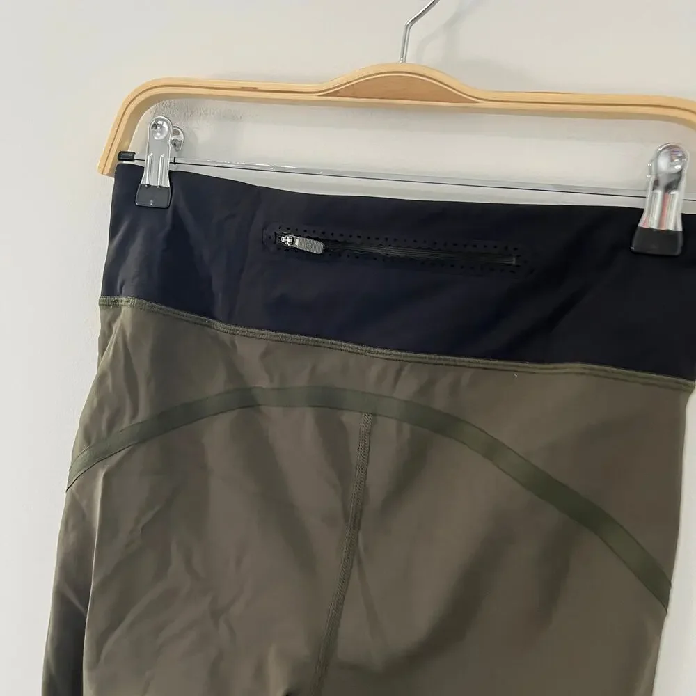 Lululemon Smooth Stride Green & Black Crop Leggings Size 6